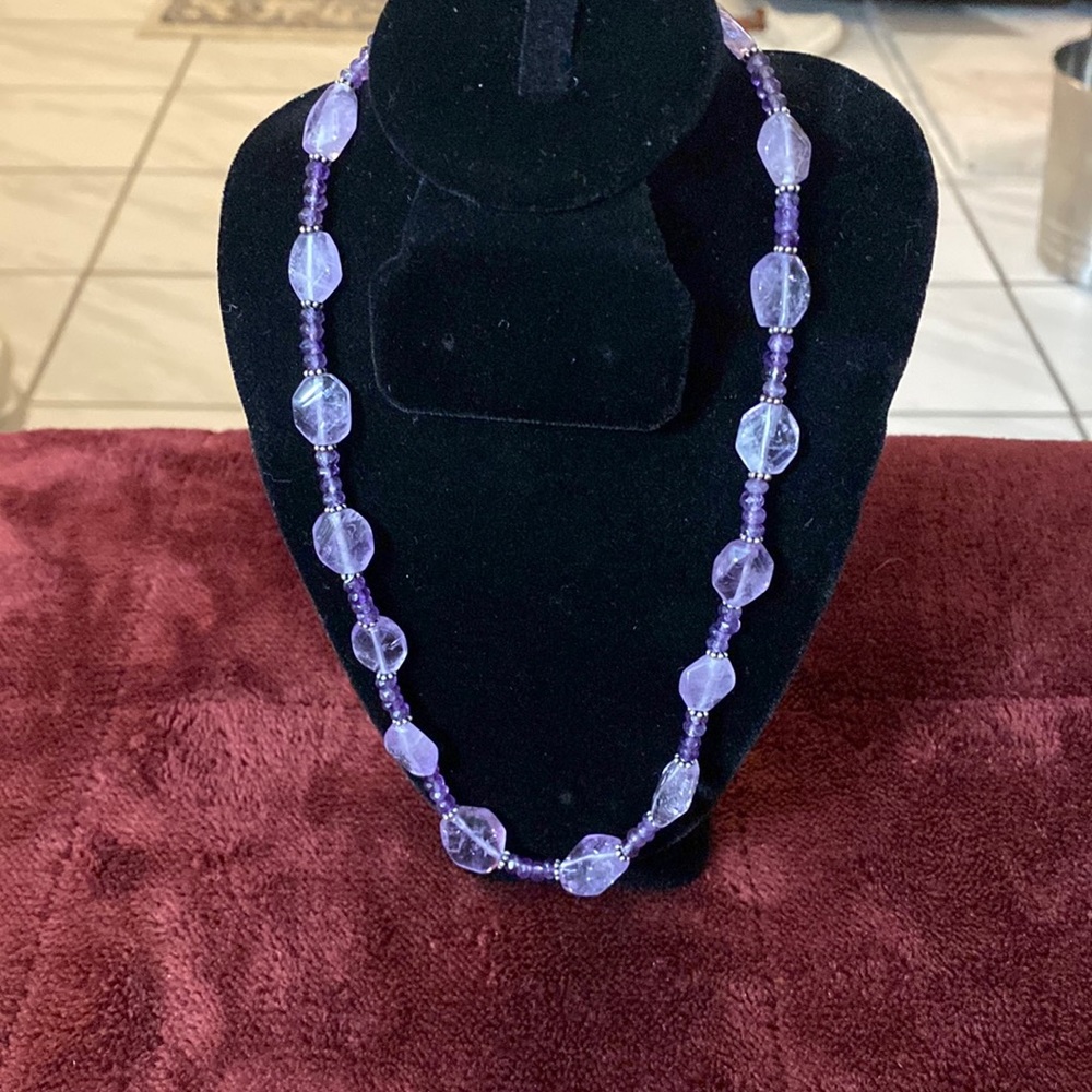 Sterling Silver and Real amethyst stone necklace